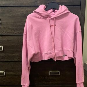 Hot pink Levi’s cropped hoodie